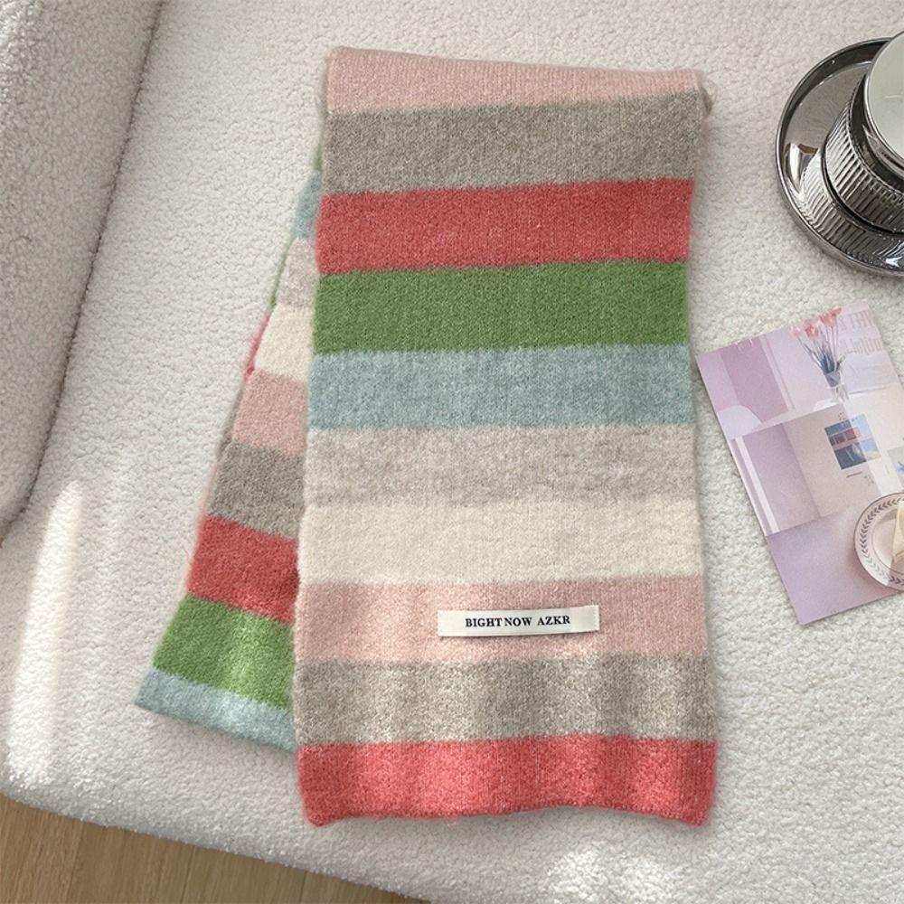 Warm Wrap Rainbow Stripes Scarf Apparel Accessories Autumn Winter Shawl Scarf Gift