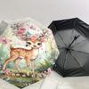 1PC Deer Flowers Umbrella-8-Rib Reinforced, Automatic Open, Lightweight & Durable, Fashion Accessory for Outdoor, H0355