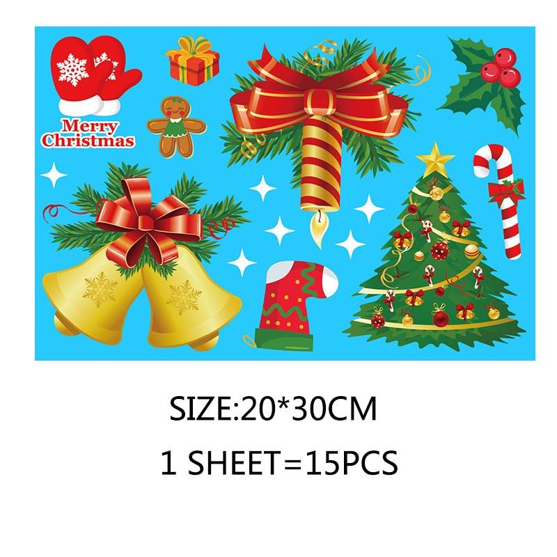 Статическая наклейка для вечеринки, новогоднее украшение для окон, украшения в виде лося, большая снежинка, настенная наклейка из ПВХ, стекла, Санта, дома, украшения на Рождество