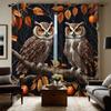 2pcs Set HD Branches On the Owl Decorative Curtain Black Tie Digital Printed Curtain Home Decoration Style Decoration Living