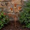 Potted Plant Stakes Flame Copper Metal Lily Tulip Garden Stake with Wind Chime Bells, Rustic Weatherproof Calla Decor Yard for Lawn Patio Flower Bed,