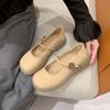 Туфли Мэри Джейн на плоской подошве для женщин, весна-лето, новый стиль, белые мокасины с юбкой, нежные маленькие кожаные туфли