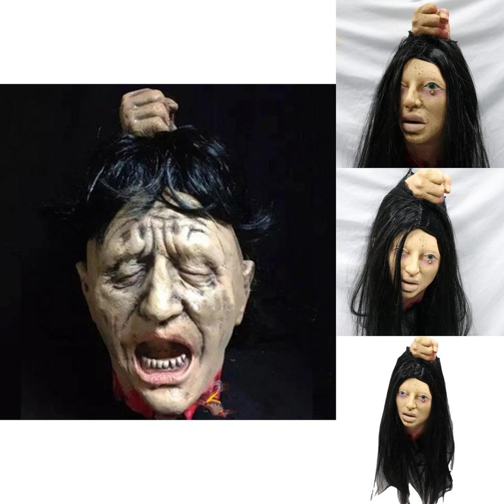 Halloween Haunted House Scene Decor Latex Filled Head Prop For Party And Bar Setup