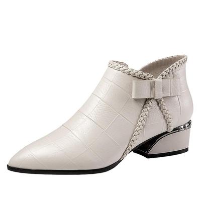 Новые женские ботинки Chelsea Boots Bow Side Zipper Square Heel Средний каблук Короткие туфли