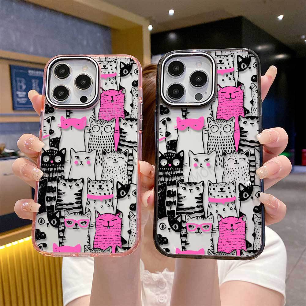 Крутая палочная фигурка кота painting iPhone17AIR прозрачный чехол для мобильного телефона Apple 15Pro смешной 16 не сталкивается