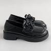 Black Bow Retro Versatile with Skirt Platform Small Leather Shoes Women's 2025 New Spring and Autumn One-pedal Loafers