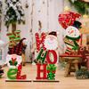 Esktop Wooden Christmas Ornament Santa Cluas Faceless Doll Joy Noel Christmas Sign Plaque Xmas Decoration for Home New Year Noel