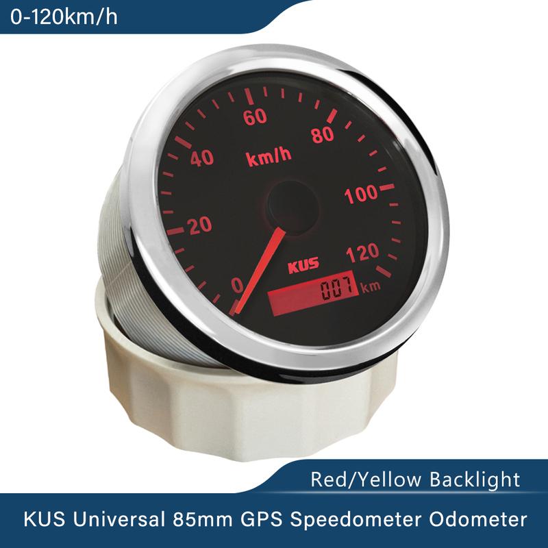KUS Waterproof 85mm GPS Speedometer Speed 120km/h 0-200 km/h for Car Truck Boat 12V 24V with Red Yellow Backlight