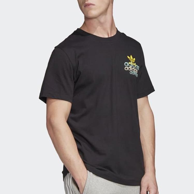 Adidas Оригинальная футболка с короткими рукавами и логотипом Trefoil Row, мужские топы, черные FM3341