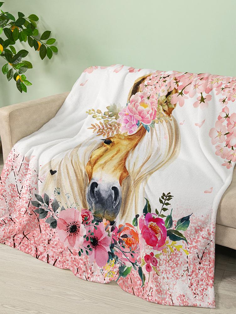 Flannel Pastoral Animal Horse Blanket Crystal Fleece Blanket Spring And Autumn