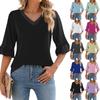 Women's Casual 3/4 Sleeve Top Summer V-neck Puffy Sleeve T-shirt Top