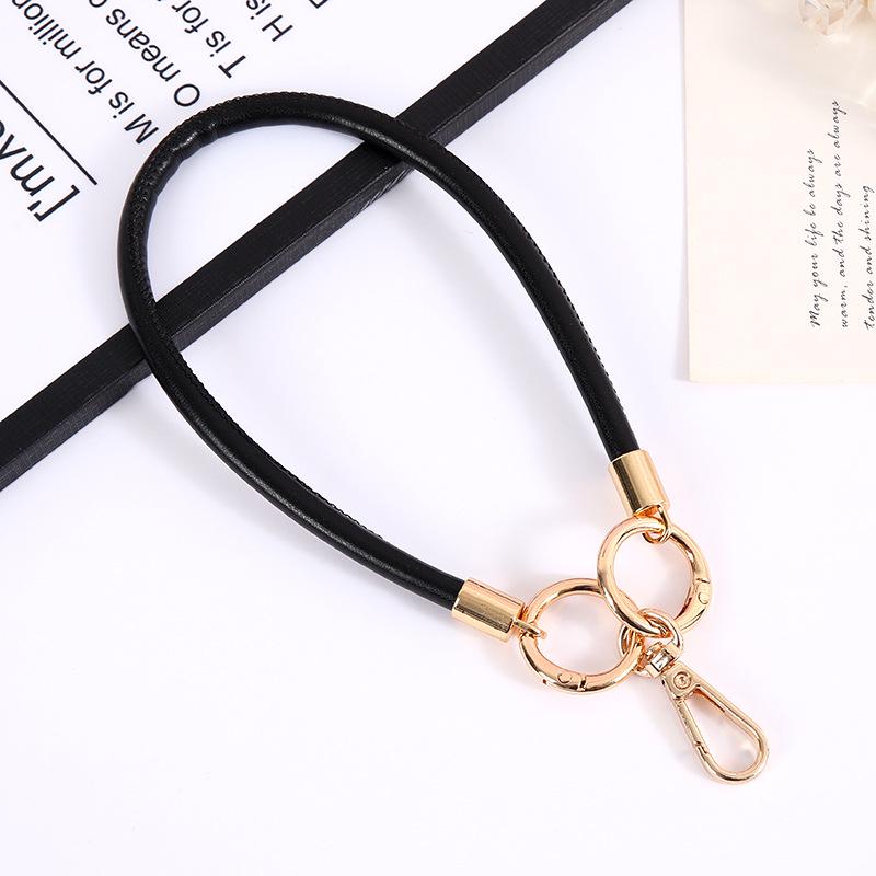 Trendy 6mm Leather Cord Keychain: Fashionable Wrist Strap Mobile Phone Lanyard