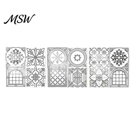 Kitchen Bathroom Wall Stickers 3Pcs 2D Retro Floral Tile Stickers, Self-Adhesive Waterproof Oil Proof Self Adhesive Covers for Furniture Decals, Peel