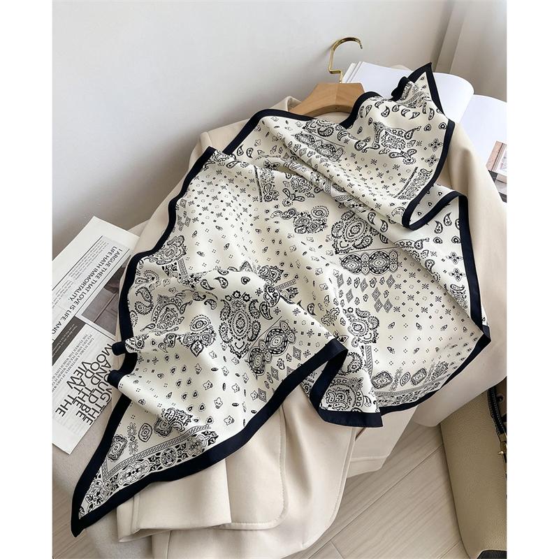 2025 Новая Мода Женский Треугольный Шарф Богемный Стиль Пейсли Дизайнер Длинная Лента Твиловый Шелк Шарфы Косынка Роскошь