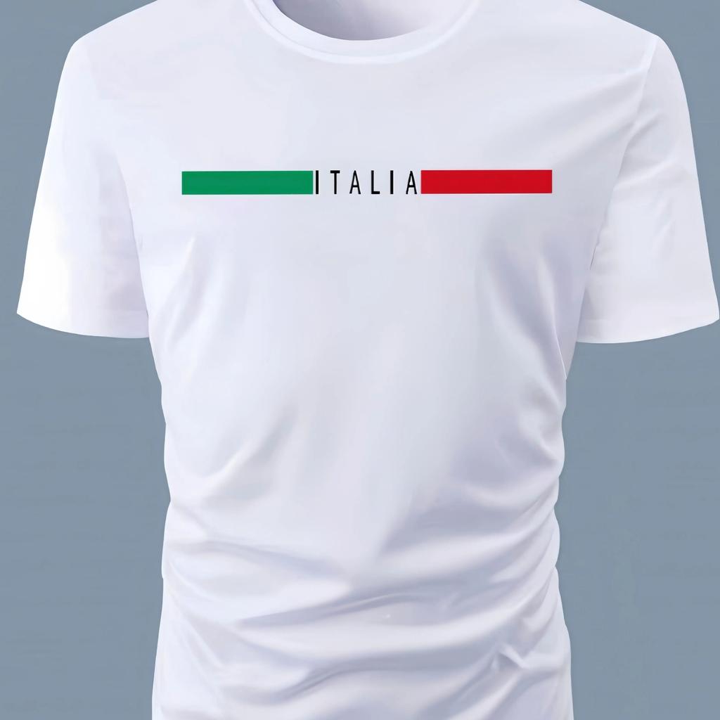Unisexs White Crew Neck Short Sleeve TShirt With Milano Italy Text Graphic Soft Fabric Casual Daily Wear Trendy Tee