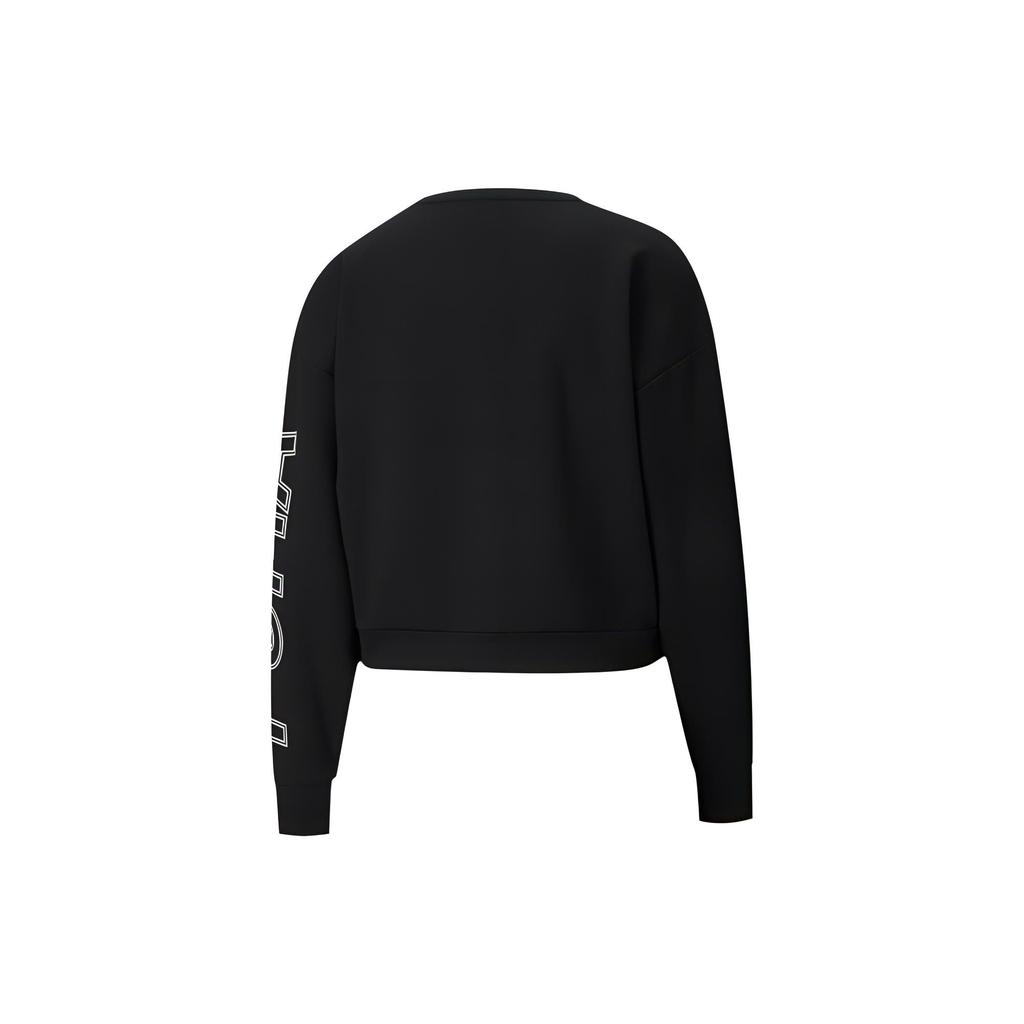 Puma Сплошной цветной свитшот с буквенным принтом и логотипом, женские топы с круглым вырезом, черный 585259-61