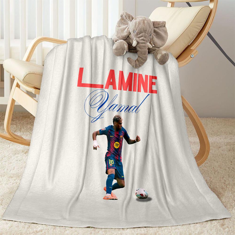 Lamine Yamal's Football Player Portrait Blanket Soft Warm Cozy Great for Sofa Office Picnics Four Seasons Multipurpose Modern Gift for Travel Home Bir