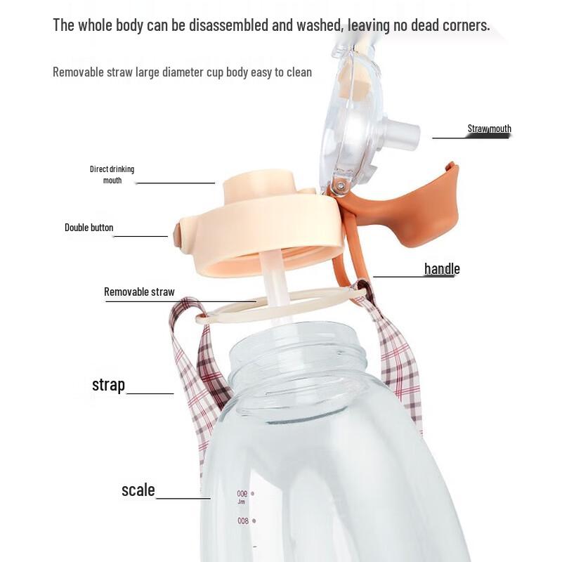 Lock&Lock 1100ml Dual-Drink Straw Water Bottle