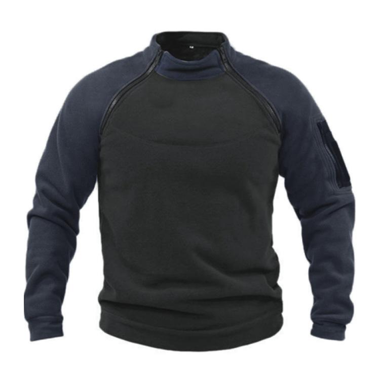 Весенне-осенняя свободная мужская толстовка с двойным рукавом и цветными блоками, теплая дышащая тактическая мужская толстовка с воротником-стойкой