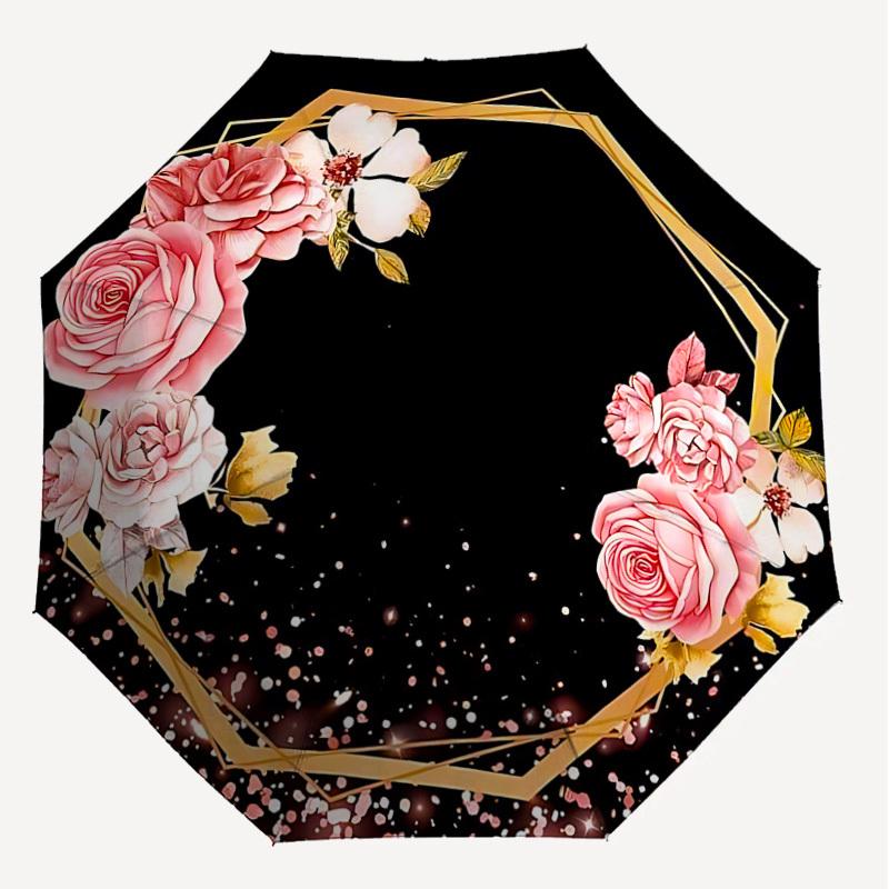 1PC Floral Frame Umbrella-8-Rib Reinforced, Automatic Open, Lightweight & Durable, Cute Fashion Accessory for Outdoor-F2710