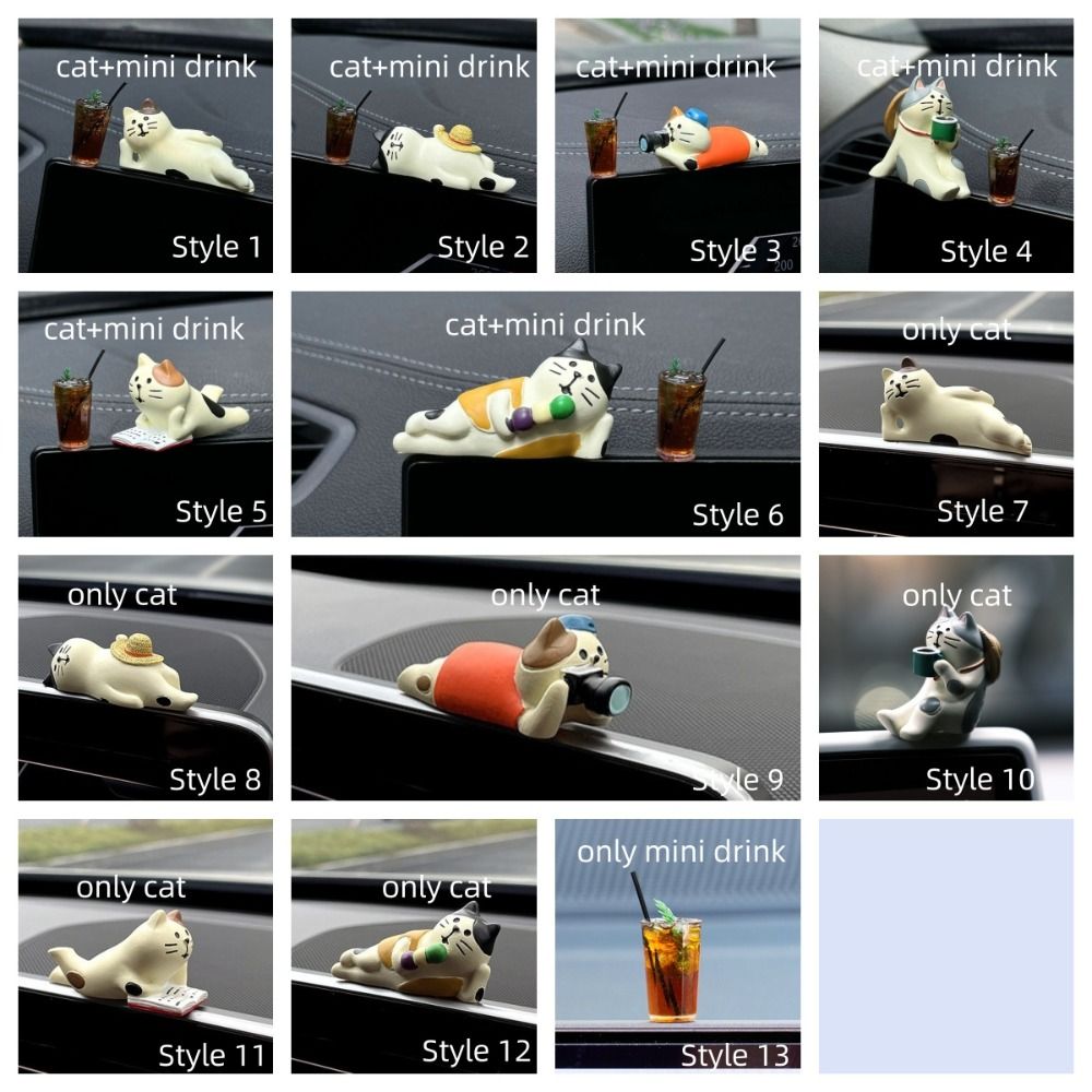 Смола Кот Фигурка Кота Милый Котенок Животное Автомобиль Украшения Зеркало Заднего Вида