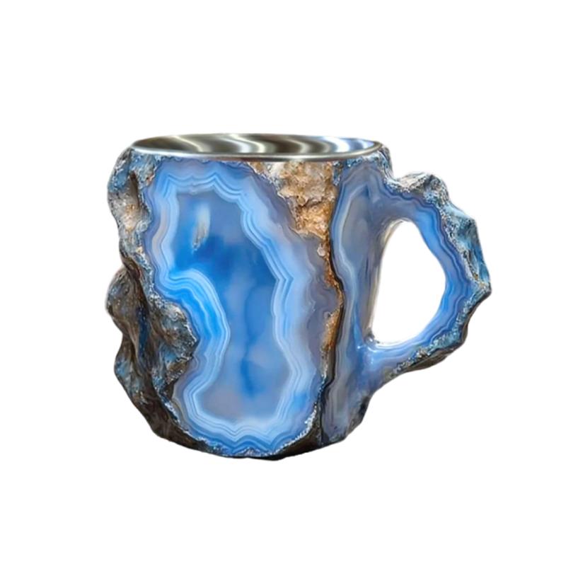 1PC Mineral Crystal Coffee Mug Ins Drinking Water Cups Juice Resin Household Drinking Water With Handle Mug