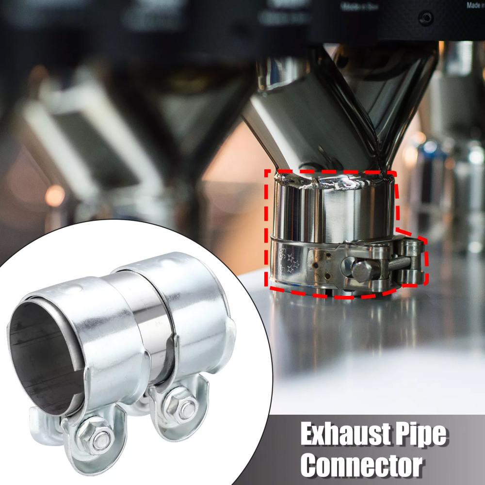 Exhaust Clamp Stainless Steel 45mm 50mm 63mm Exhaust Tube Pipe Connector Joiner Sleeve Clamp Adjustable Tip Car Accessories