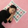 Подушка из грубой ткани в розовую клетку Li Shen