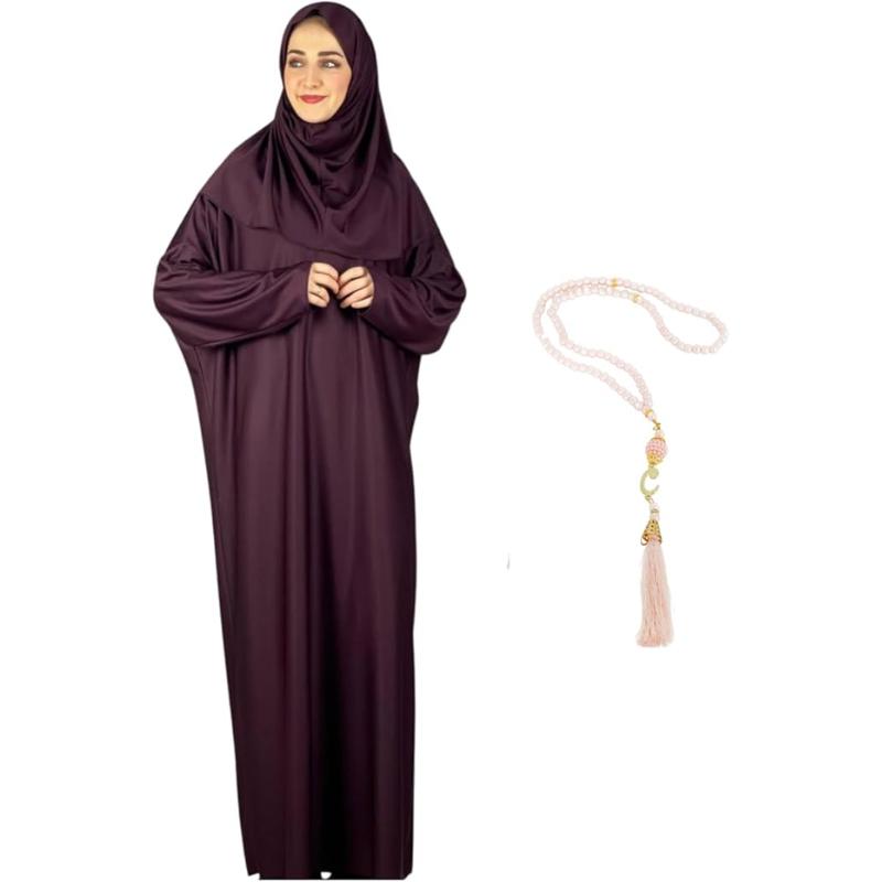 Women Prayer Clothes With Hijab Muslim Outfits Long Robe Abaya Turkish Islamic Dresses Dubai Kaftan With Rosary