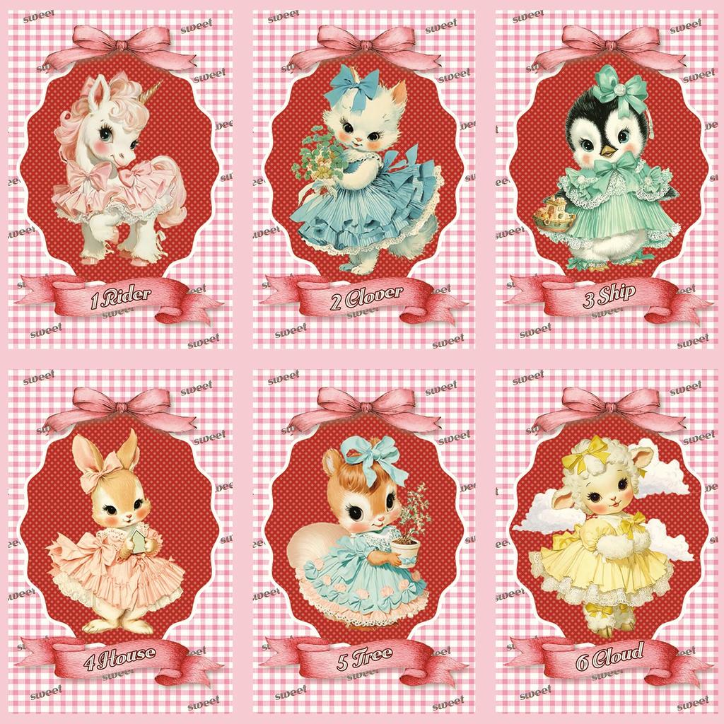 [Officially Imported, Limited Quantity] Sweet Lenormand Lenormand Cards, 46-Piece Set [Includes Drawstring Pouch] | 56 X 87mm Black Cardstock