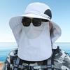 Outdoor Sunscreen Hat with Face Neck Cover And with Lace-Up Design Hollow Mesh Large Brim Anti-UV Sunlight Protection Outdoor Fishing Travel Cap