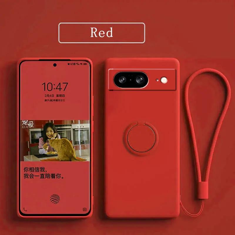 Чехол для Google Pixel 8 9 Finger Ring Stand Holder Slicone Cover для Pixel 9 Pro XL Solid Color Lens Protection Soft Phone Case