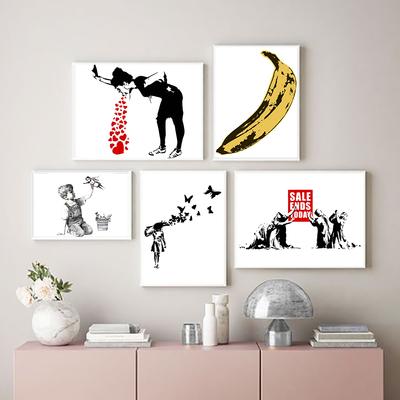 Уличное граффити, искусство Бэнкси, бабочка, девушка, сердце, постер, картина маслом, современный мыслитель, гостиная