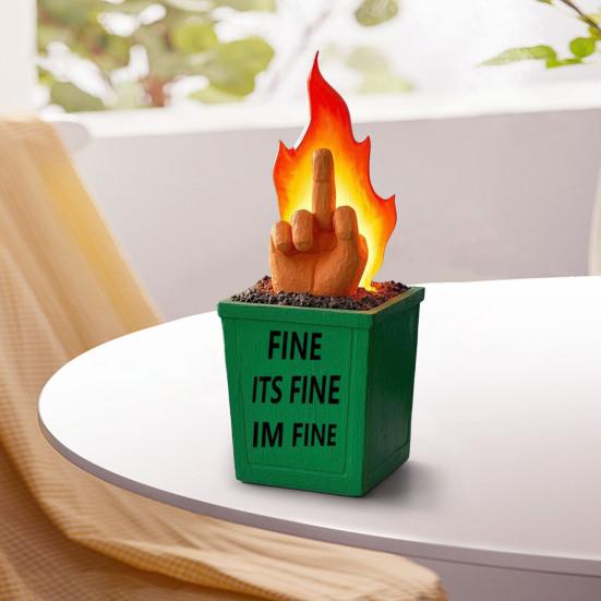 Статуя костра в мусорном контейнере, забавный средний палец, украшение для костра, забавный костер, декор для стола, домашний офис, розыгрыш, подарки