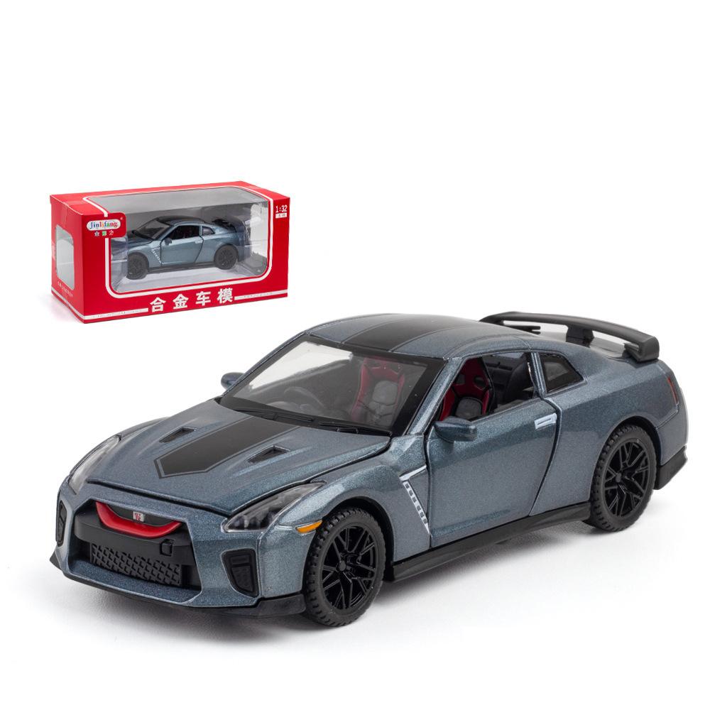 Модели автомобилей GTR R34 в масштабе 1/32, литые под давлением модели автомобилей из сплава металла со звуком и светом, гоночные игрушки с откатом, подарки для детей, масштабная модель автомобиля