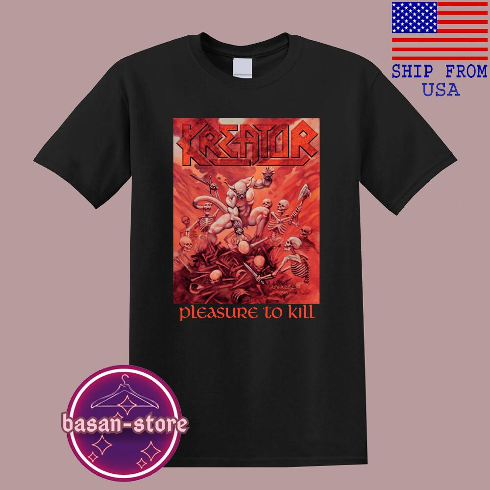 Kreator Pleasure to Kill Men#039;s Black Size S5XL Unisex T-Shirt