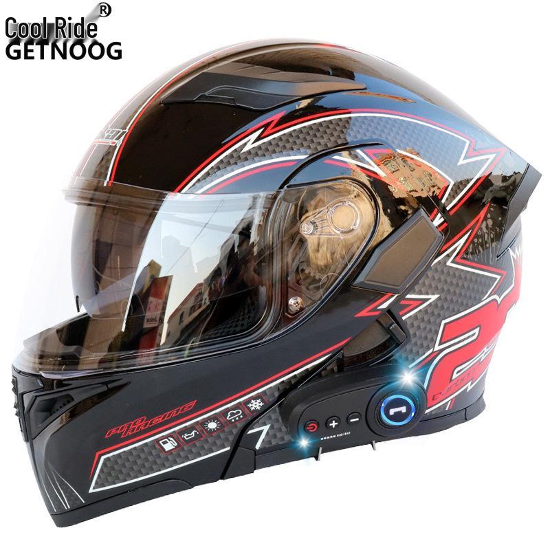 Cool Ride Treasure Bluetooth Full-Face Flip-Up Motorcycle Helmet with Dual Lens and FM Radio