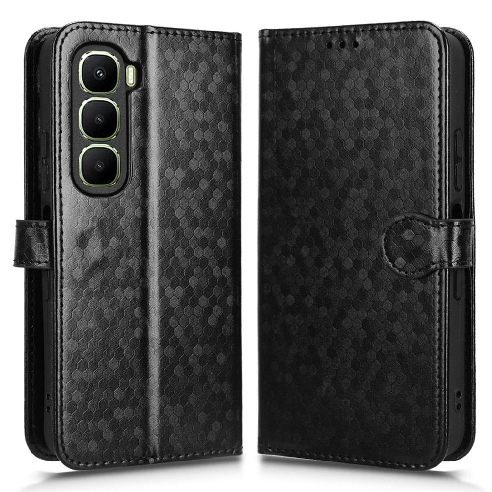 For Infinix Hot 60i 4G/Hot 60 5G Wallet Case Dot Pattern Imprint PU Leather Phone Cover with Wrist Strap