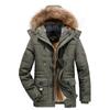 Plus Size Winter Fashion Men's Long Cotton Padded Jacket Warm Thicken Coat with Fur Collar Hoodie Jacket for Men