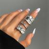6Pcs/Set Silver Color Geometric Irregular Open Rings Set for Women Personality Metal Hollow Circular Rings Trendy Jewelry Gifts