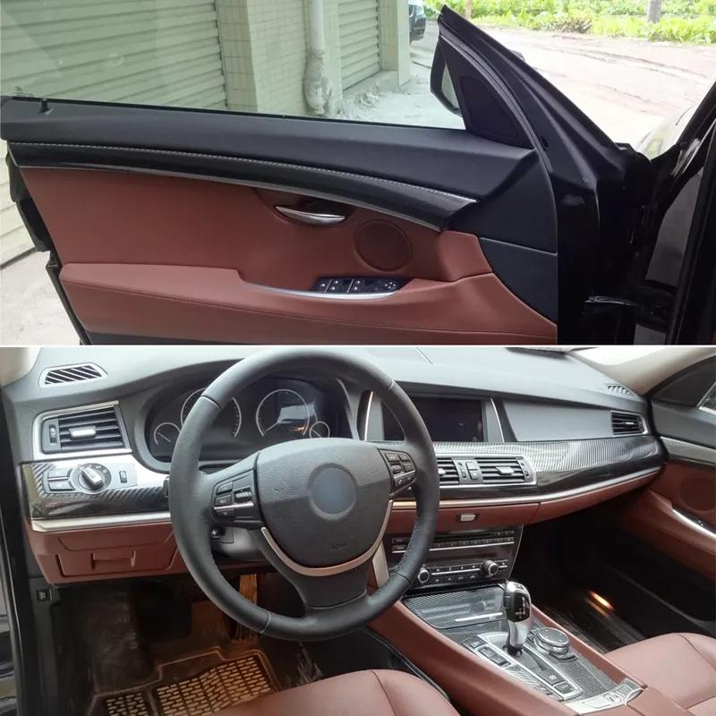 Carbon Fiber For BMW 5 Series GT F07 2010-17 Car Film Interior Sticker Center Console Gear Dashboard Air Door Handle Lift Panel