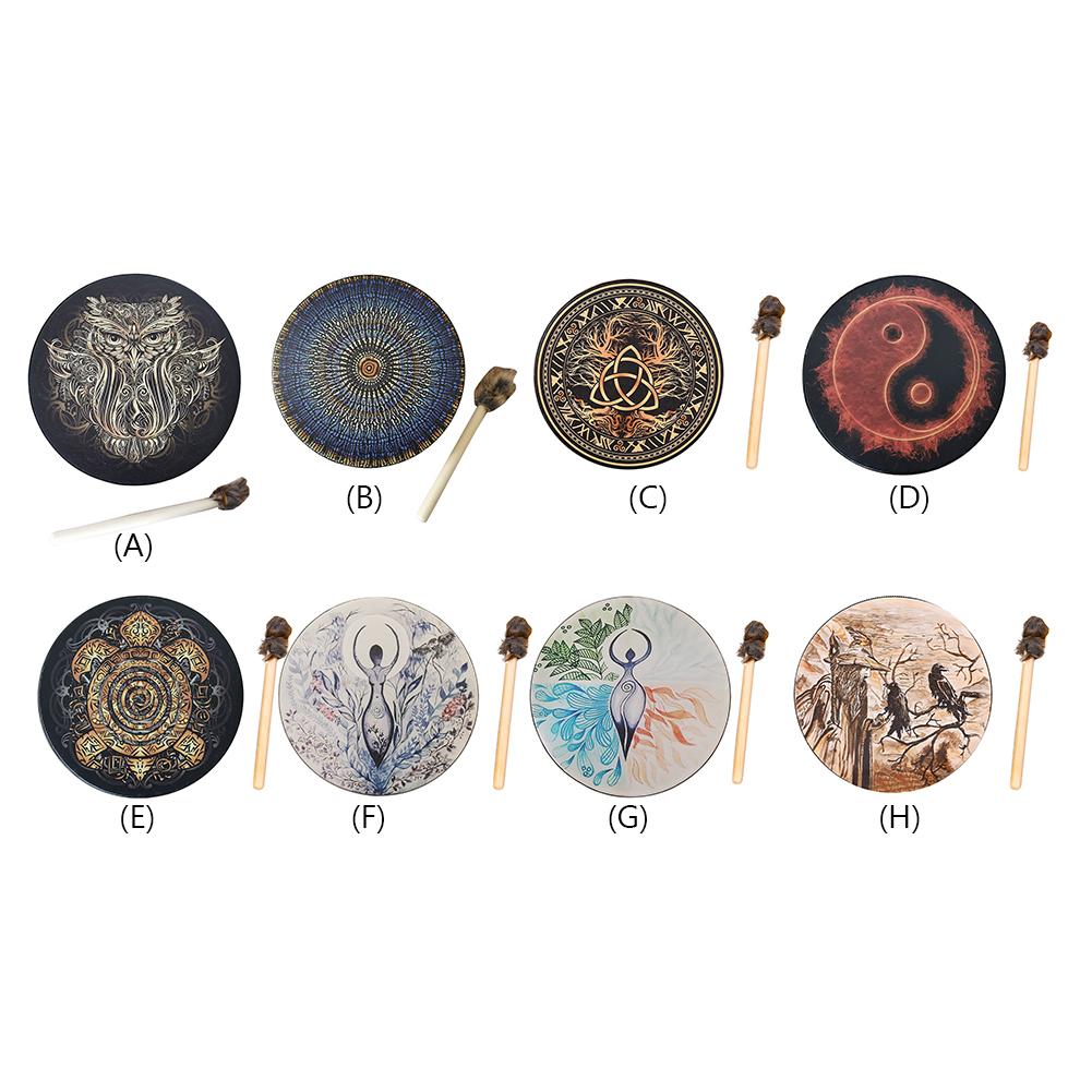 Alchemical Moon Drum Desktop Ornament Fashion Shaman Drum Tree of Life Sound Healing Tool for Family Friends Best Gifts