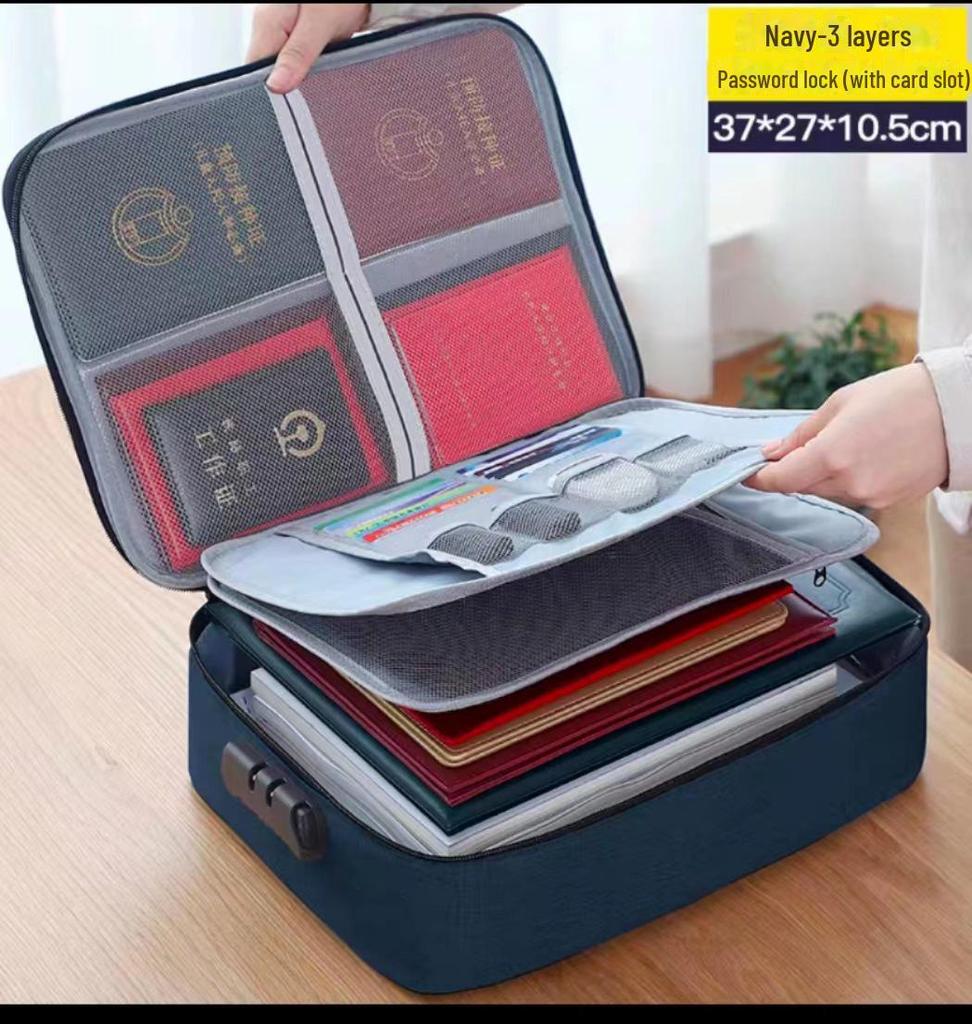 Большая огнестойкая и водонепроницаемая сумка для хранения дорожных документов - безопасный органайзер для паспортов и файлов