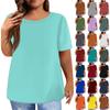 Женская рубашка с коротким рукавом, круглый вырез, футболка больших размеров, однотонные повседневные топы