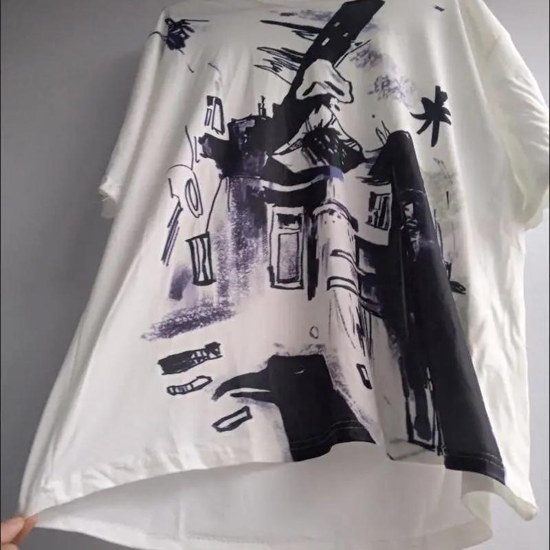 Винтажная готическая футболка в стиле Харадзюку с граффити, женская уличная одежда с короткими рукавами, летние футболки большого размера в корейском стиле с рисунком