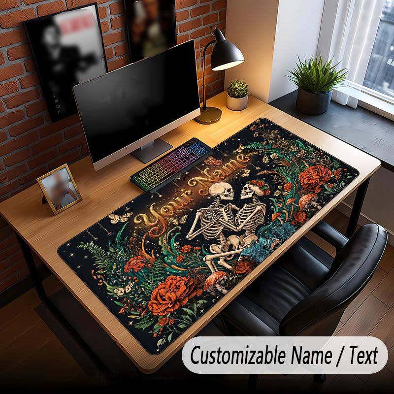 Skull Gothic Theme Custom Mouse Pad Personalized With Name Text Customized Desk Mat For Office Home Decor