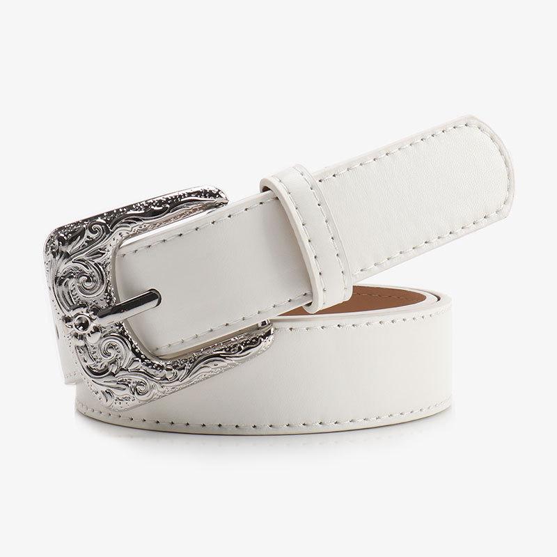 Simple Sophistication Pu Leather Belt With Metal Buckle For Fashionable Outfits