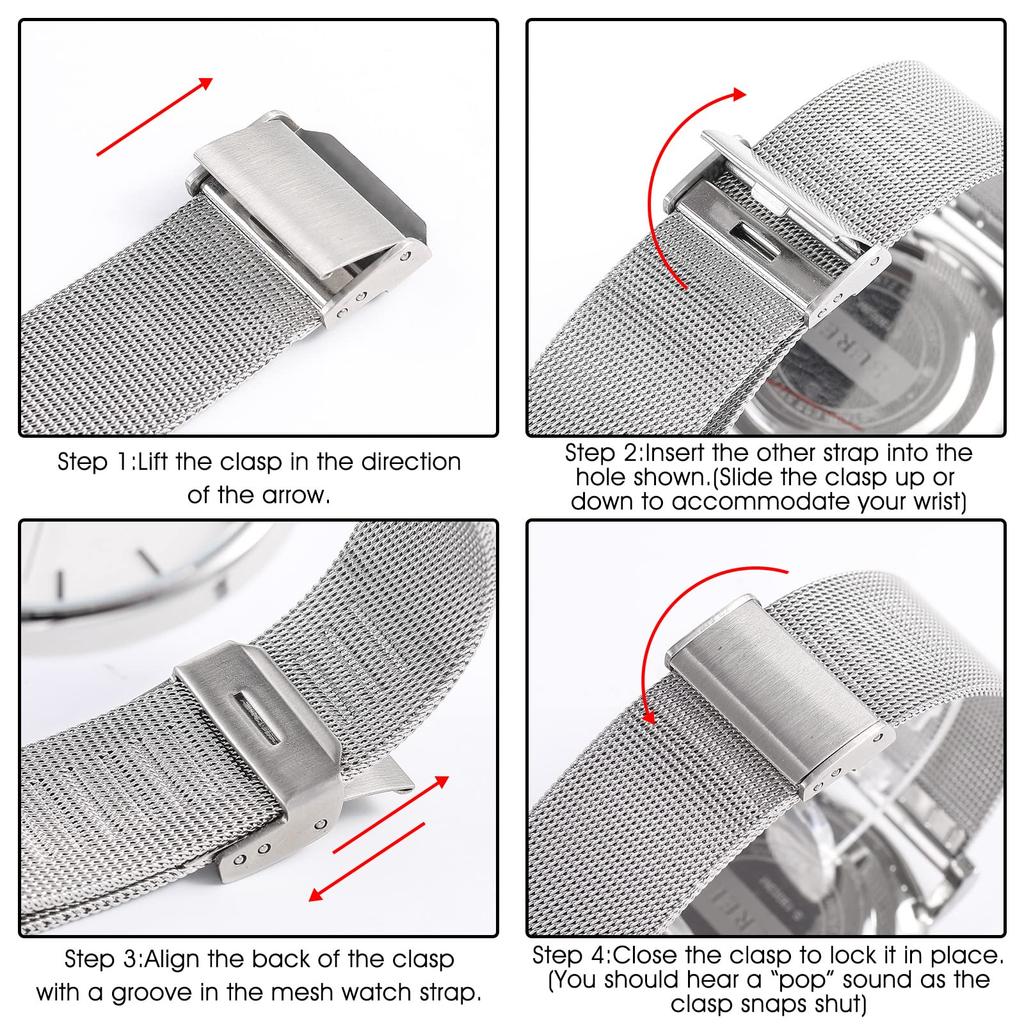 BUREI Men's Analog Quartz Waterproof Date Stylish Simple Milanese Mesh Band Silver Gray Wristwatch