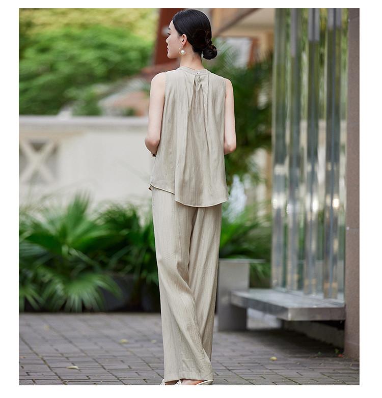 Advanced sleeveless vest, high waisted straight leg pants two-piece set, women's summer fashion temperament set