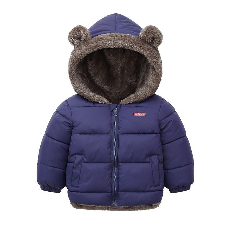 2026 Kids Thick Puffer Jacket With Hood Cartoon Print Warm Cotton Coat Boys Girls 3-8 Years Winter